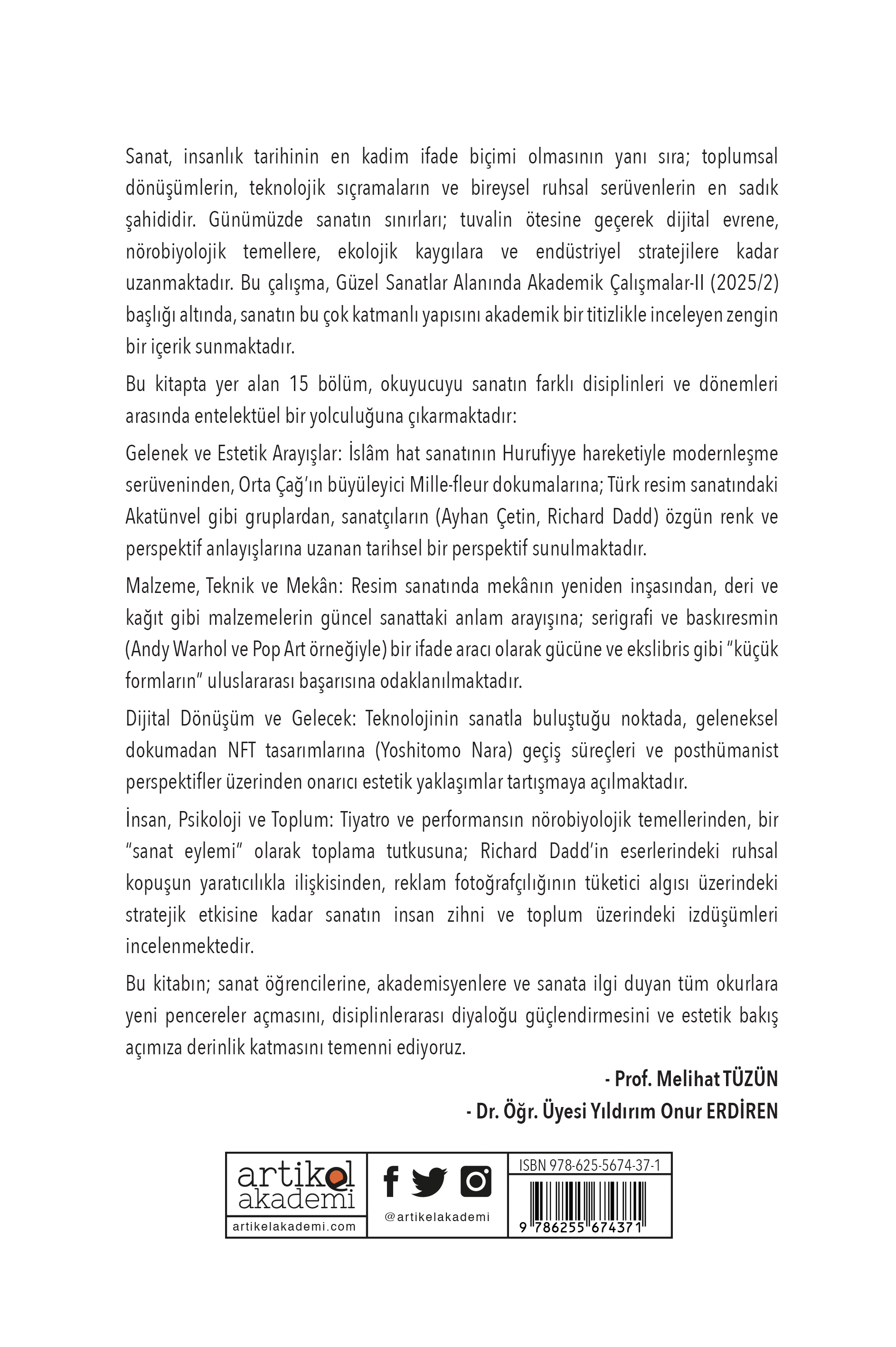 Güzel Sanatlar Alanında Akademik Çalışmalar - II (2025/2)