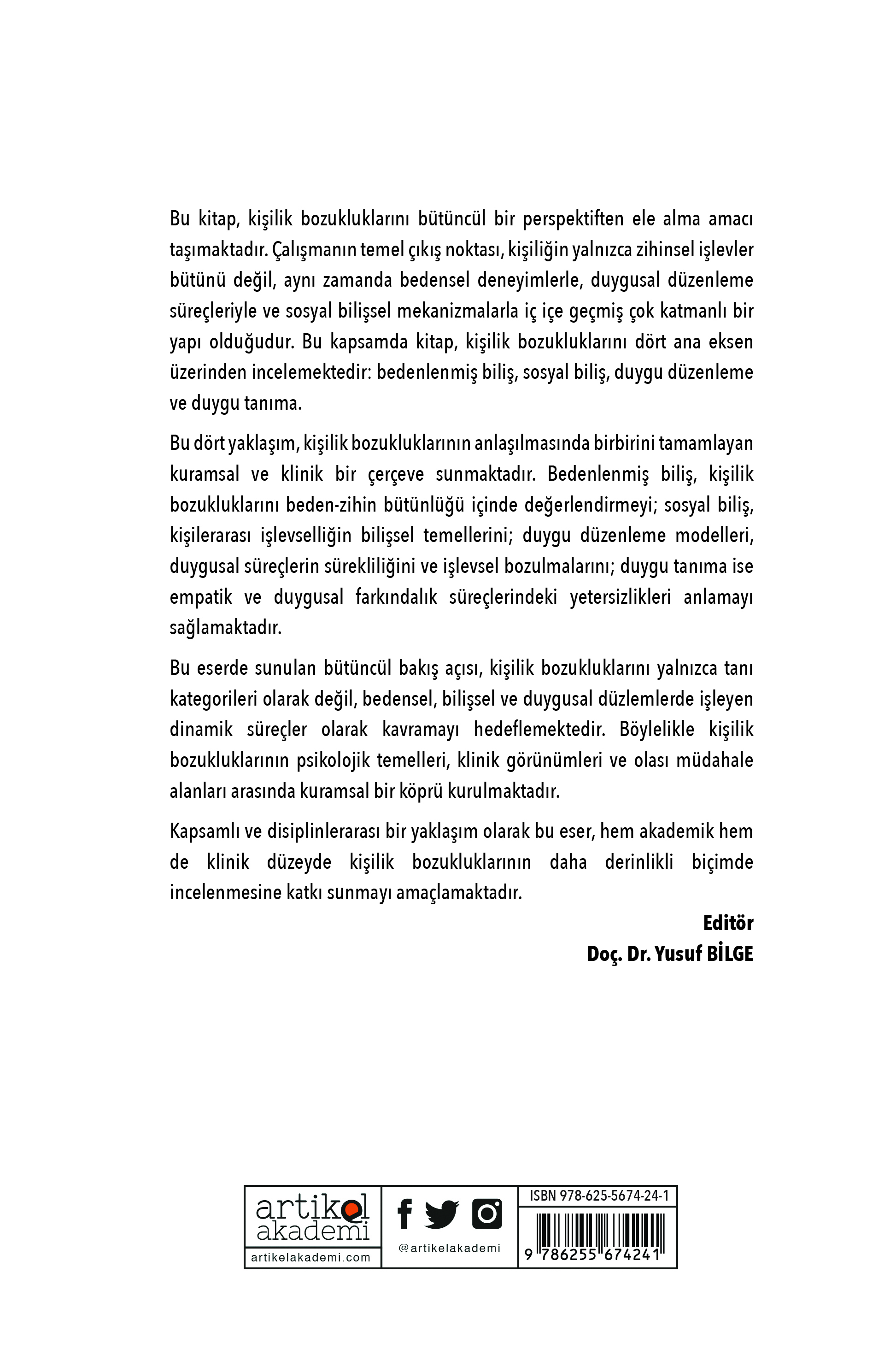 KİŞİLİK BOZUKLUKLARINA BÜTÜNCÜL BİR BAKIŞ